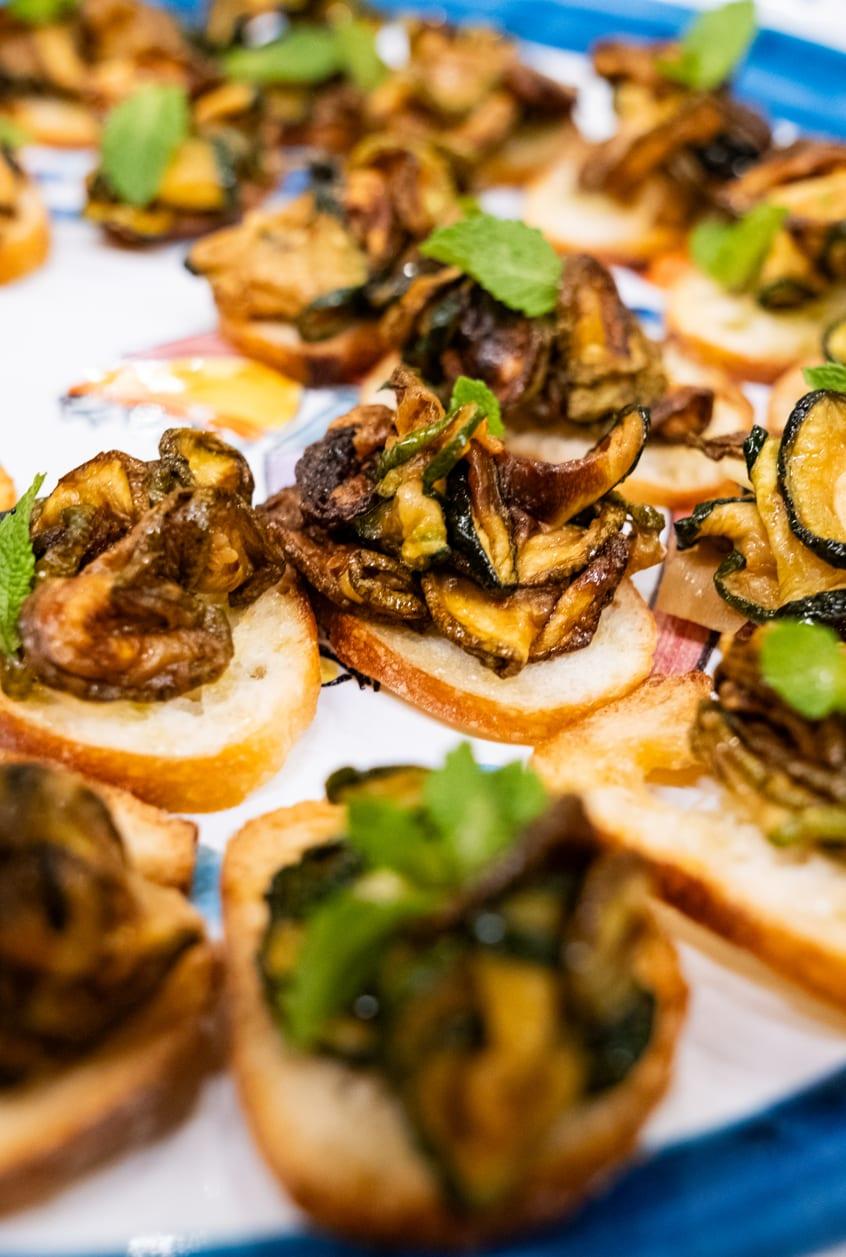 Bruschette di zucchine alla scapece with mint, at Jou Jou Brasserie
